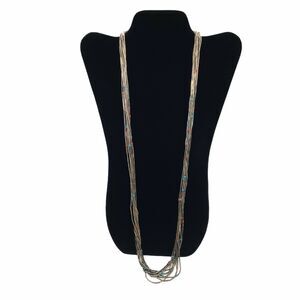 Necklace Sterling Native American Beads Liquid Silver Multiple Strand